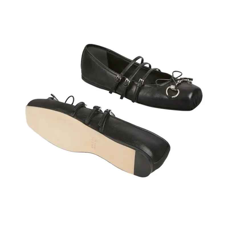 GUCCI Women's Horsebit Ballet Flat 'Black' Women's-4
