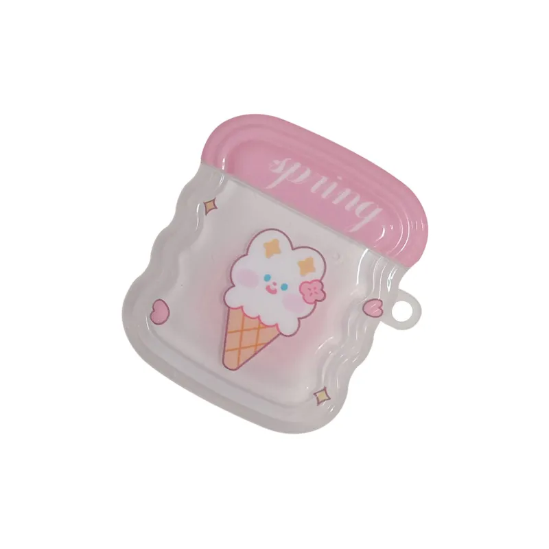 Kona Chun Compatibility With AirPods 1/2/3 TPU Ins Cute Ice Cream Rabbit Fully Enclosed Headphone Cases-2