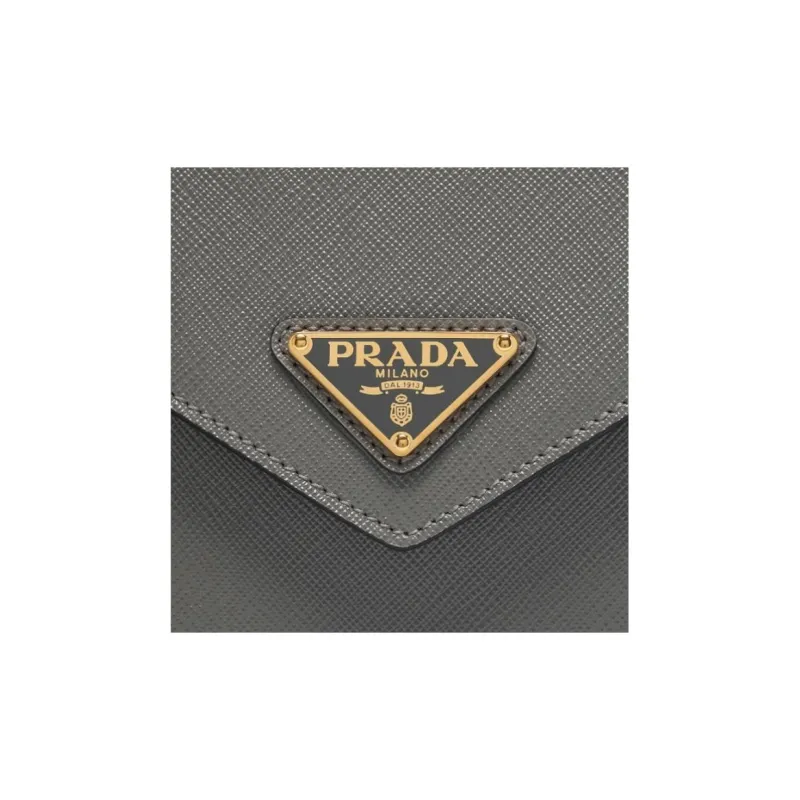 PRADA Cow Leather Crossbody Bag Shoulder Bag Women's Gray-5