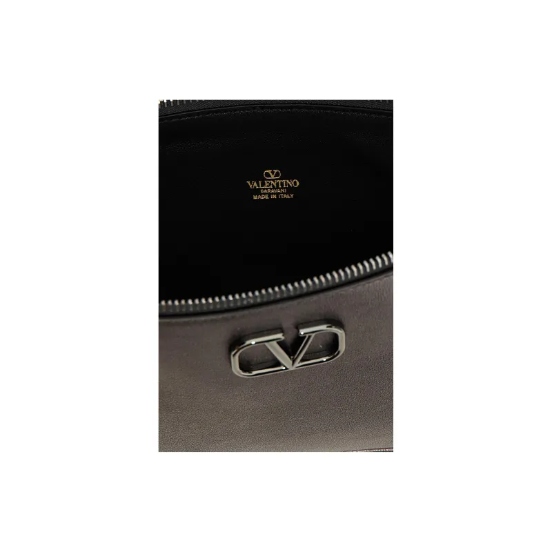Valentino Calfskin Crossbody Bag, Shoulder Bag Women's Gray-4