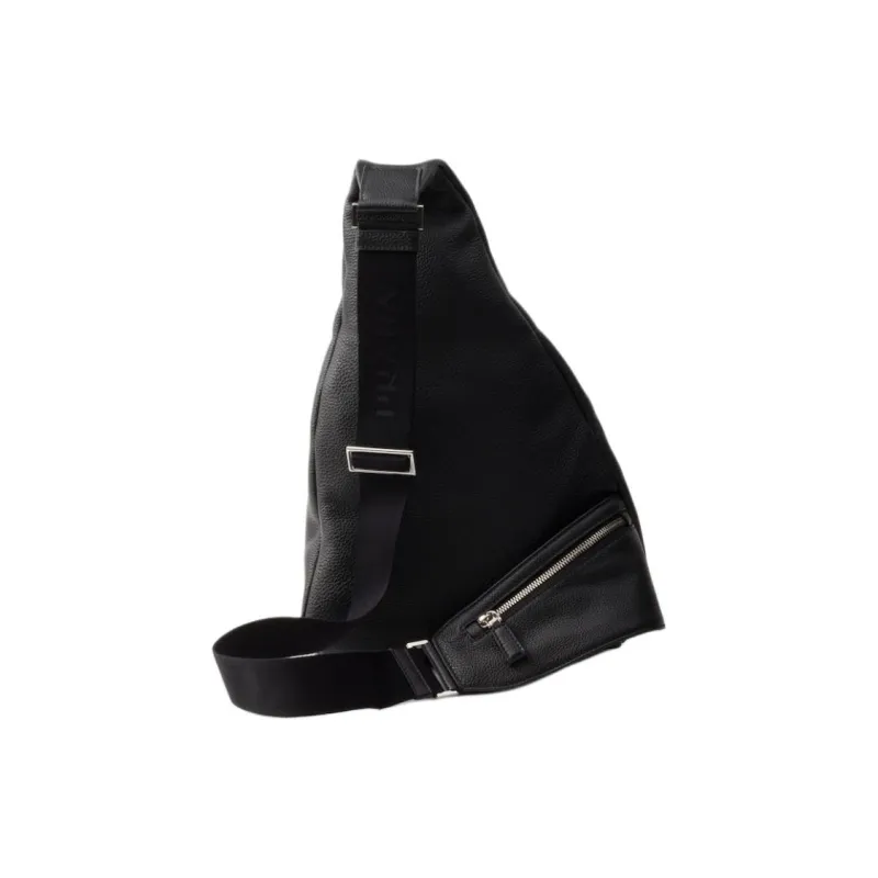 PRADA Cross Leather Crossbody Bag Shoulder Bag Men's Black-2