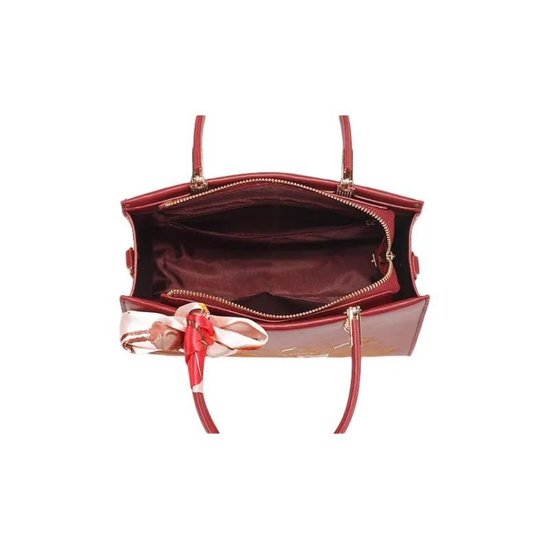 PAYOT Microfiber Synthetic Leather Wedding Handbag One Shoulder Crossbody Regular Women's Burgundy-4