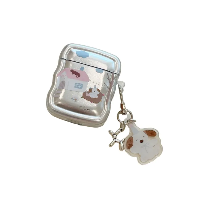 Kona Chun Compatibility With AirPods 1/2/3 TPU Cute House Cartoon Puppy Fully Enclosed Impact Resistant Headphone Cases-1