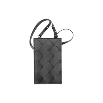 Bottega Veneta Cow Leather With Sheepskin Cell Phone Pouch And Card Holder Men's Black