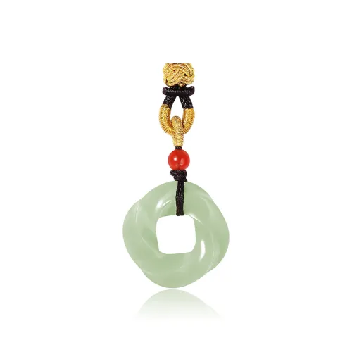 ZENGCAI Carved Natural Jade Woven Rope Necklace With Jade Pendant Green Jade Unisex