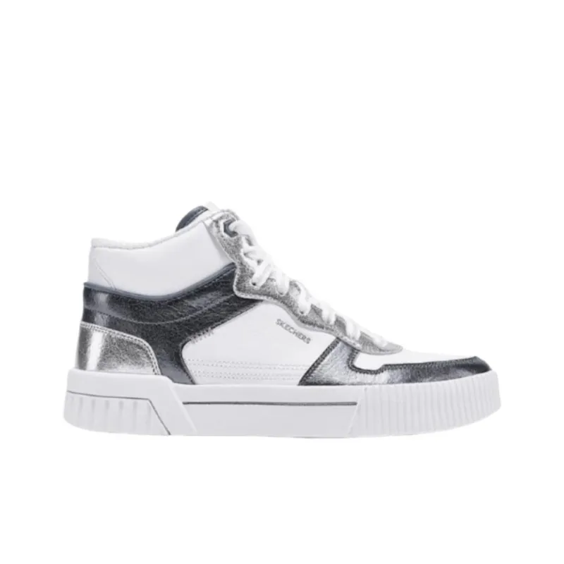 Skechers Court Classics Anti Slip Wear Resistant High Top Skateboard Shoes Women's White Black-1