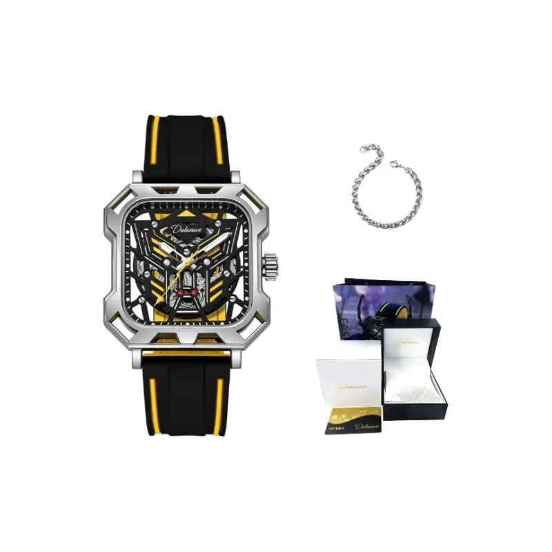 Dulunwe Space Mecha Collection Automatic Mechanical Movement Silicone Strap Watch Men's Watches Black Dial-5