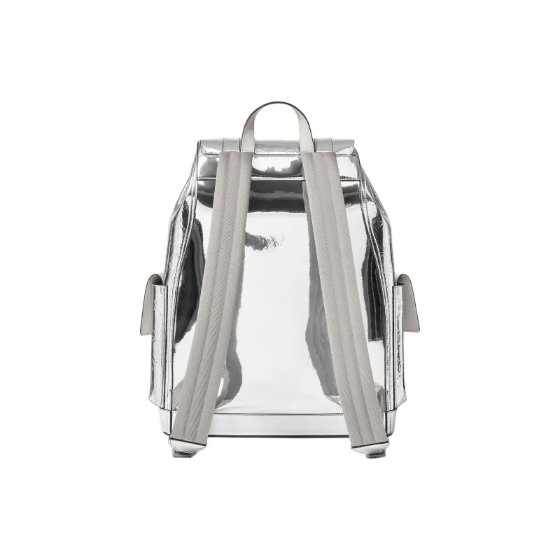 GUCCI Mirror Finish Material Backpack Large Size Men's Silver-3