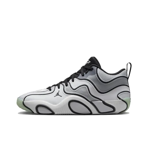 Jordan Tatum 3 Anti Slip Wear Resistant Mid Top Basketball Shoes Unisex White Gray