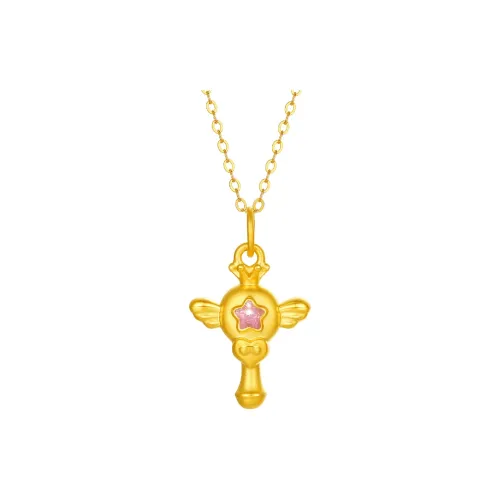 ZHOU LIU FU 5D Hard Gold Enamel Magic Wand Pricing, Sweet Style Solid Gold Fixed Price Pendants Women's