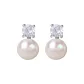 5A Grade Princess Diana Style Natural Freshwater White Pearl Stud Earrings