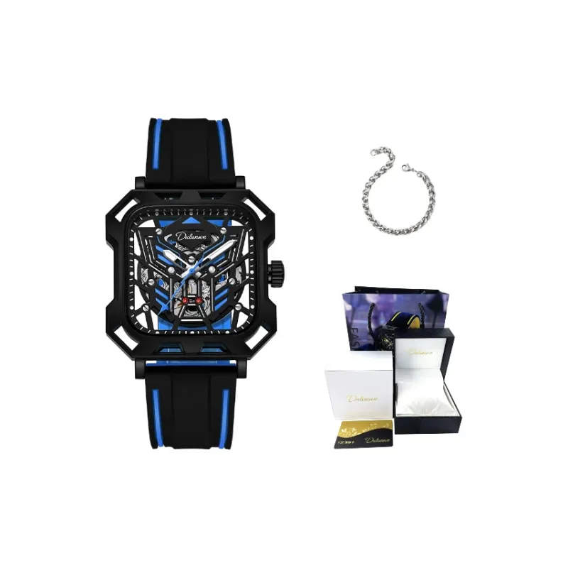 Dulunwe Space Mecha Collection Automatic Mechanical Movement Silicone Strap Watch Men's Watches Black Dial-11