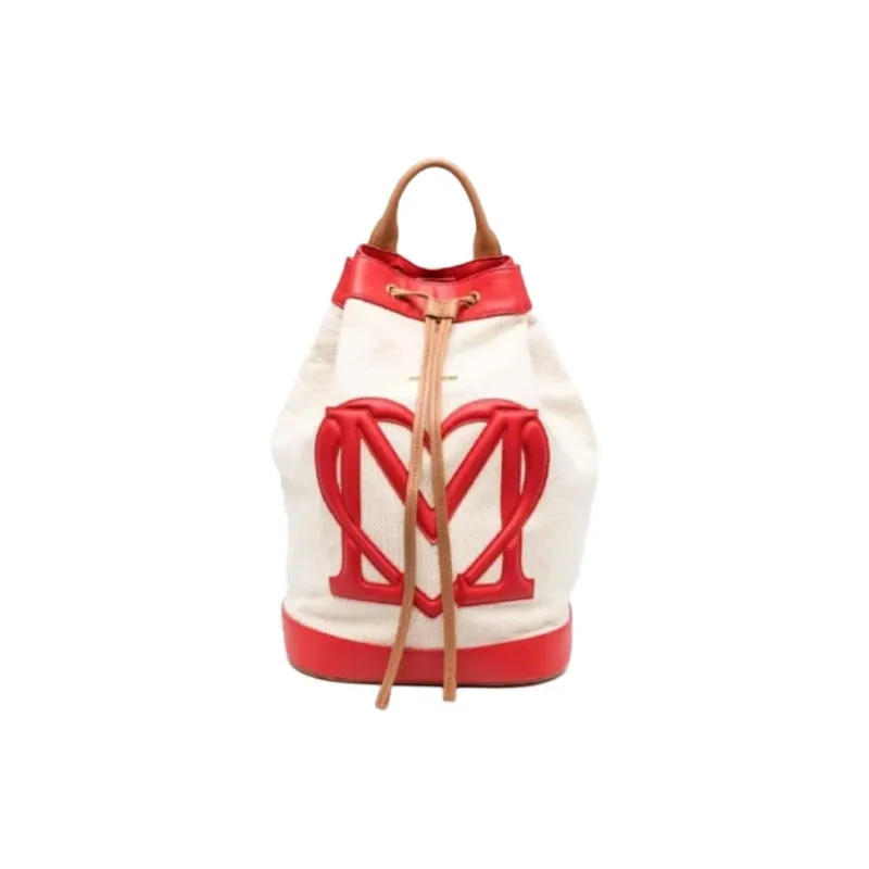 LOVE MOSCHINO Cotton Bucket Bag, Shoulder Bag, Crossbody Bag Women's Ivory White-1