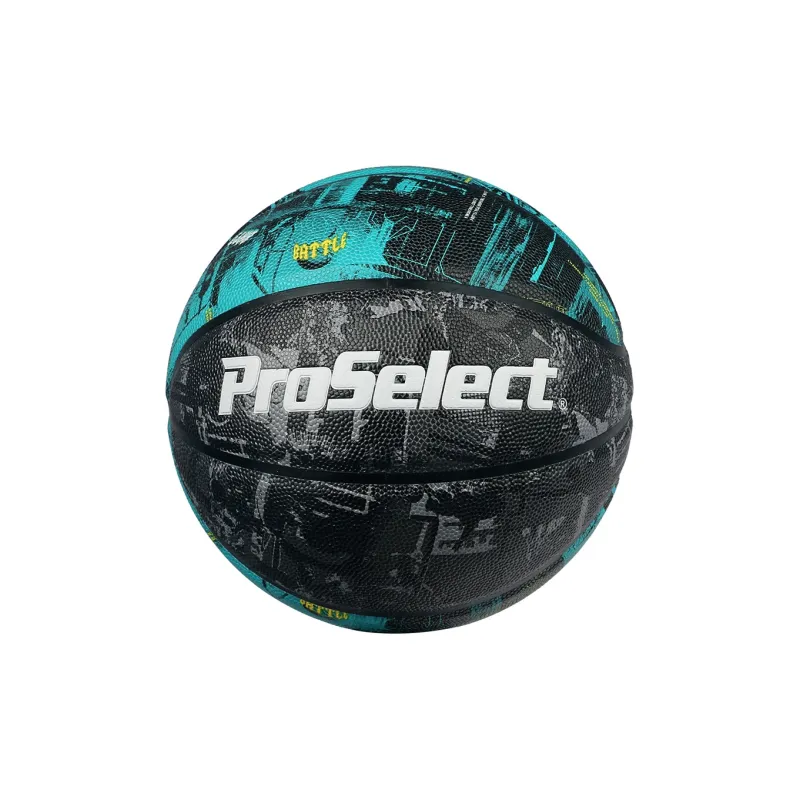 ProSelect PU Basketball Black Green Size 7 Training Competition Unisex-1