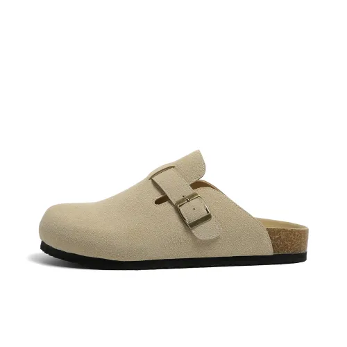 HUANQIU Quiet Abrasion Resistant Slip Resistant Closed Toe Slippers Men's Brown