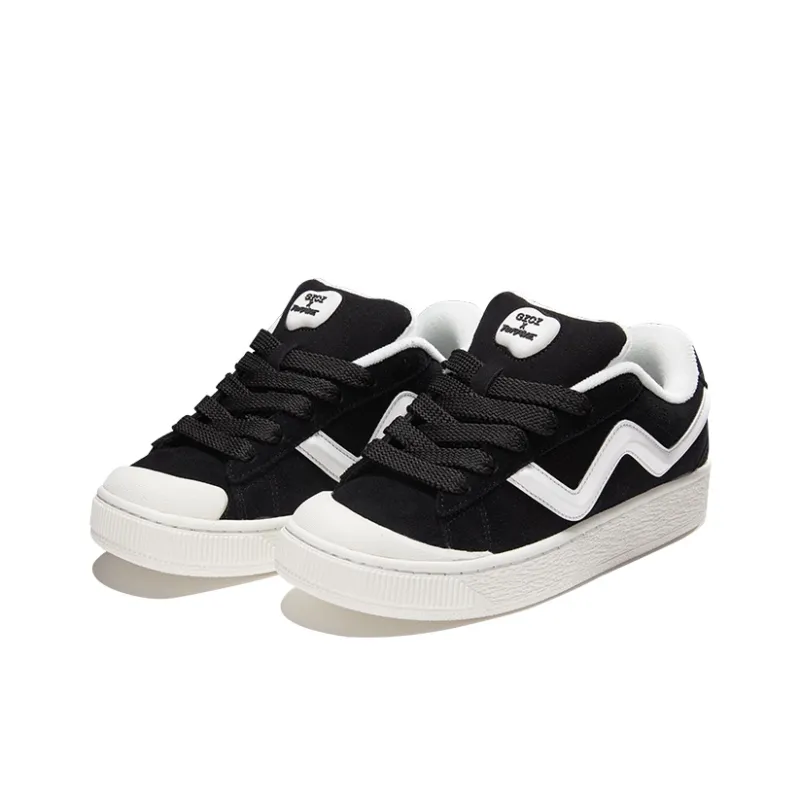 TOFAVE x GZOZ Coverage Anti Slip And Wear Resistant Low Top Skateboard Shoes Unisex Black White-1