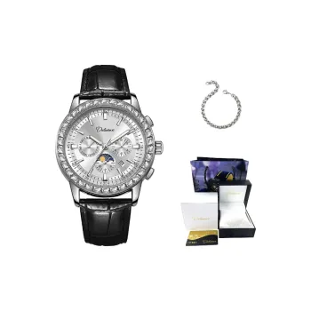 Dulunwe Automatic Mechanical Movement Cowhide Strap Watch Men's Watches Blue Dial