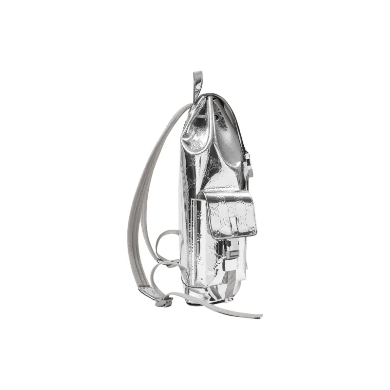 GUCCI Mirror Finish Material Backpack Large Size Men's Silver-2
