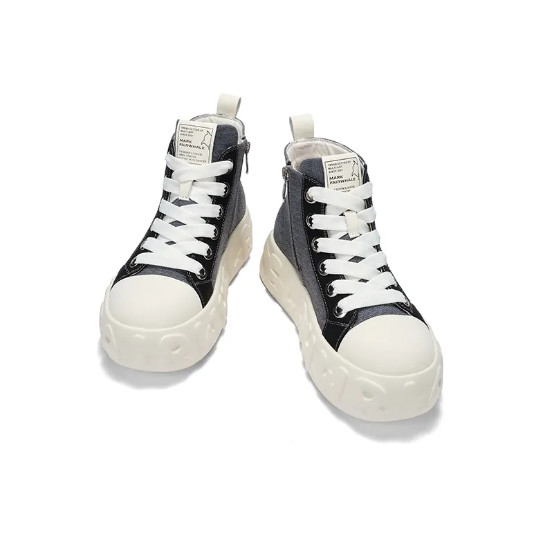 FAIRWHALE Black White Street High Top Canvas Shoes Unisex-3