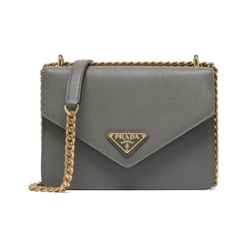 PRADA Cow Leather Crossbody Bag Shoulder Bag Women's Gray