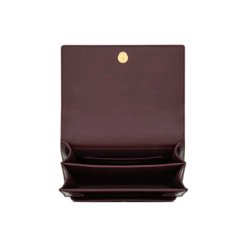 SAINT LAURENT SUNSET Calfskin Crossbody Bag, Shoulder Bag Trumpets Women's Dark Red Wine-5