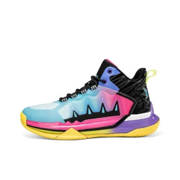 ANDEZHANMUSI Basketball Shoes Unisex High Top Holographic Black/White Black Blue/Green Black Purple