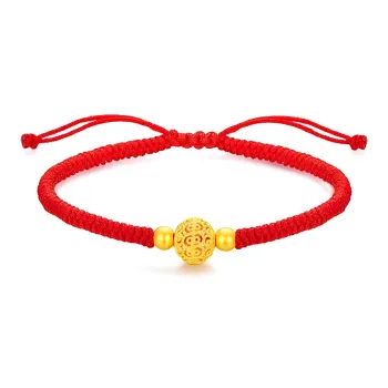 YORISTEINK Fortune Floral Thread Beaded New Chinese Style Elegant 999 Solid Gold Fixed Price Gold Bracelet Unisex