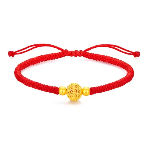 YORISTEINK Fortune Floral Thread Beaded New Chinese Style Elegant 999 Solid Gold Fixed Price Gold Bracelet Unisex