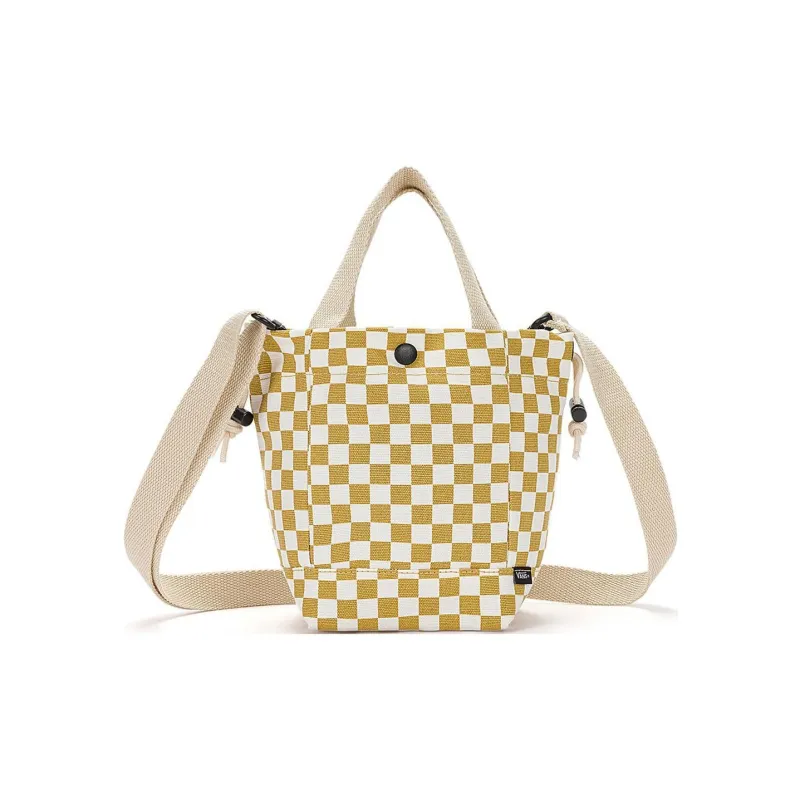 Vans Cotton Tote Bag, Shopping Bag, Shoulder Bag, Crossbody Bag, Handbag Mini Women's Yellow & White-1