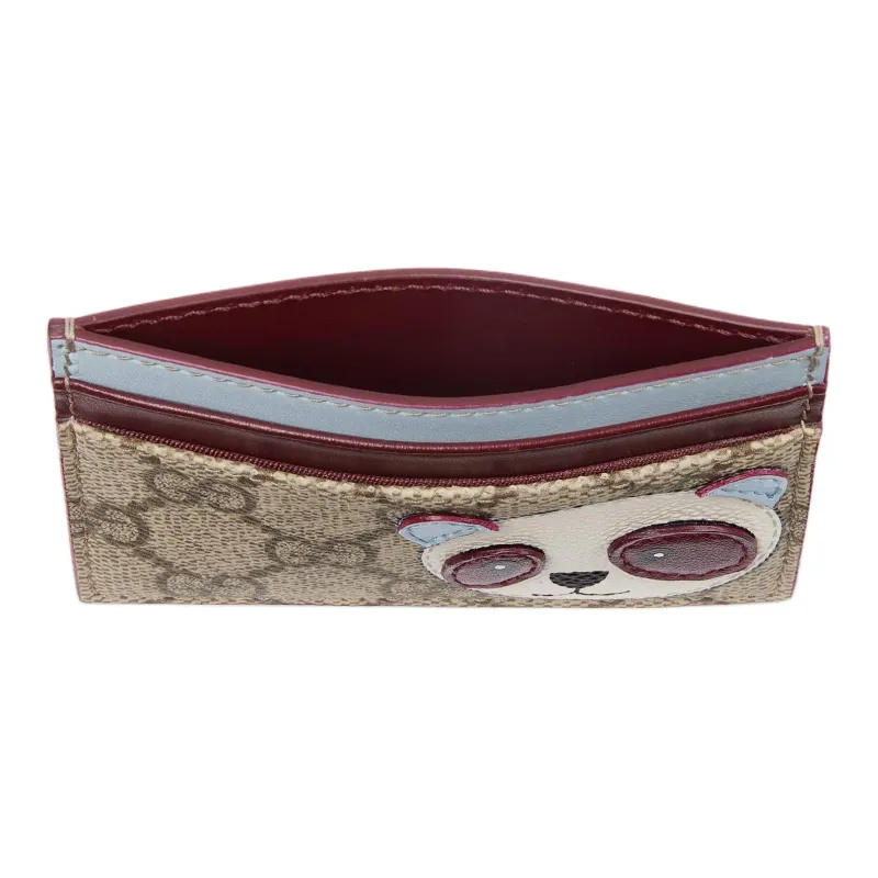 GUCCI Coated Fabric Card Holder Women's Beige & Dark Brown-3