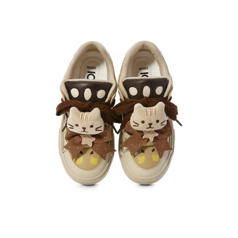Cob Slip-Resistant Lightweight Coverage Low-Top Skateboard Shoes Women's Beige Brown-3