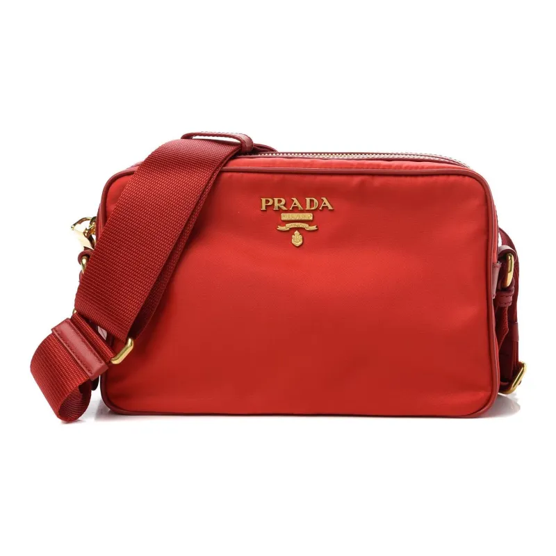PRADA Fabric With Nylon Handheld Shoulder Bag Crossbody Bag Women's Red-1