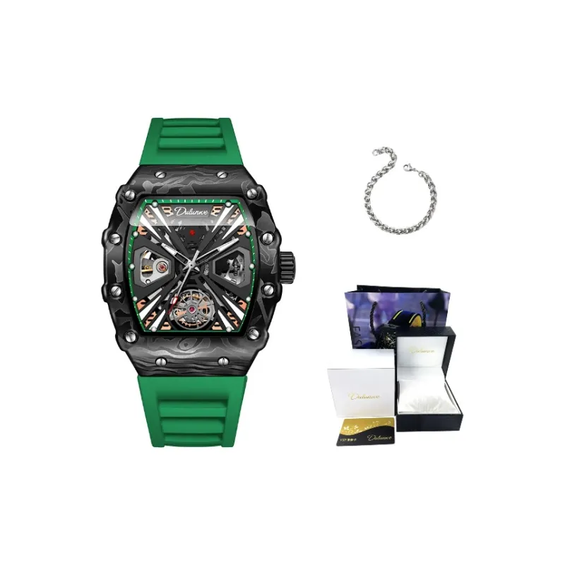Dulunwe Automatic Mechanical Movement Rubber Band Strap Watch Men's Watches Black Dial-12
