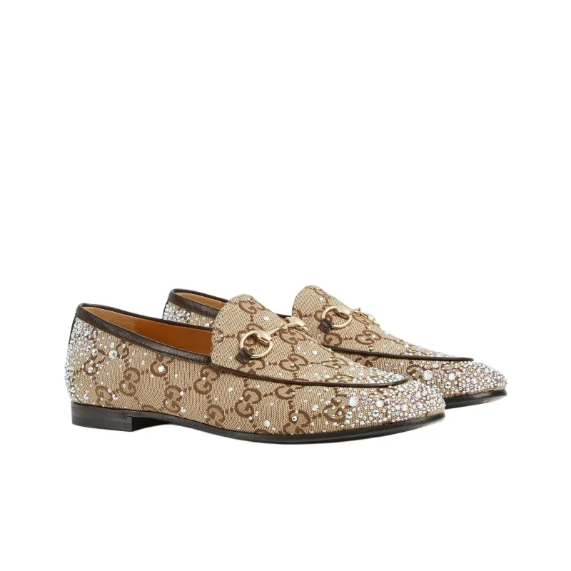 GUCCI Jordaan Loafers Women's Beige Brown-2