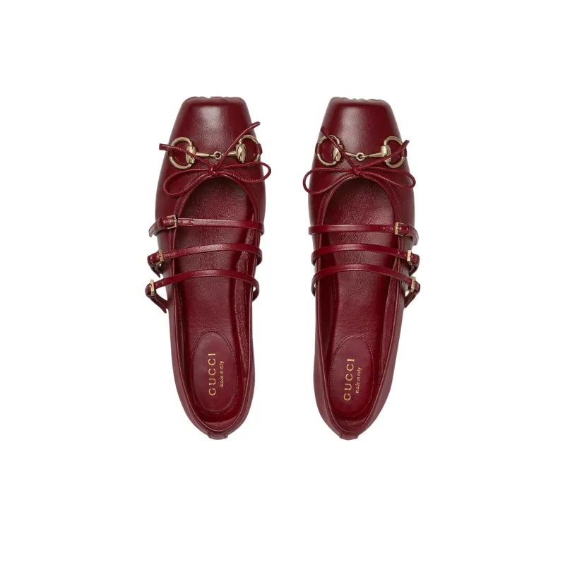 GUCCI Horsebit Flat Casual Single Shoes Women's Red-2