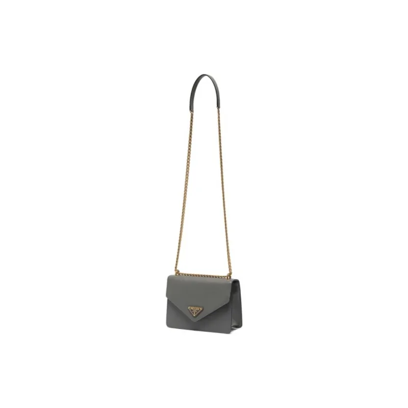 PRADA Cow Leather Crossbody Bag Shoulder Bag Women's Gray-1