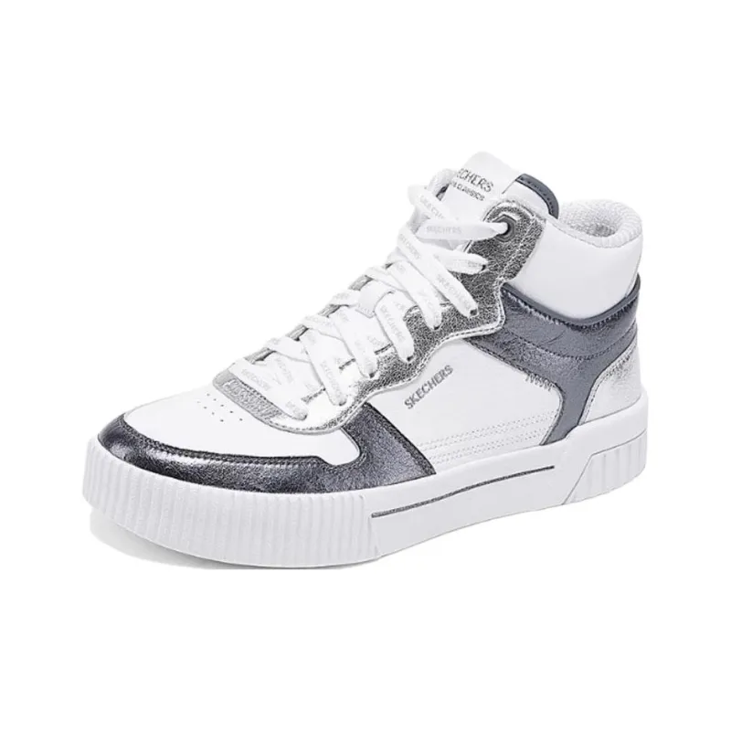 Skechers Court Classics Anti Slip Wear Resistant High Top Skateboard Shoes Women's White Black-2