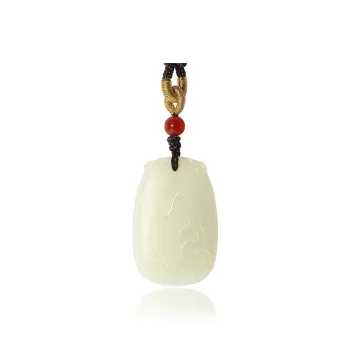 ZENGCAI National Style Jade Carvings Dragon Brings Fortune Necklace Pendant Pendant Pale Greenish White Jade Unisex