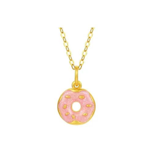 ZHOU LIU FU 5D Hard Gold Enamel Donut Pricing Solid Gold Fixed Price Pendants Women's