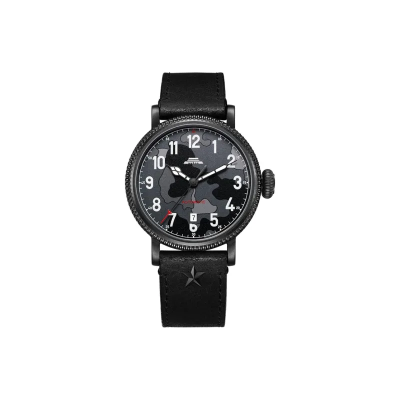 Beijing Fork Series Automatic Mechanical Movement Genuine Leather Strap Watch Men's Watches Gray Dial-10