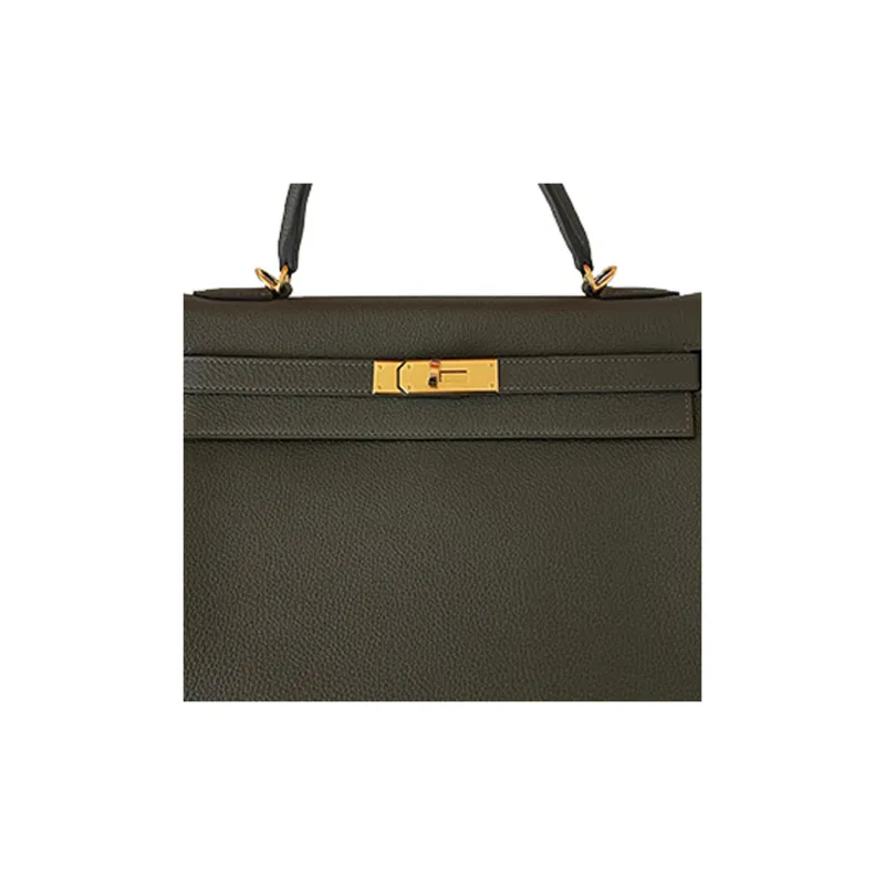 HERMES Kelly Togo Calfskin Shoulder Bag Crossbody Bag Handbag Women's C6 Vert De Gris Gray Green-2