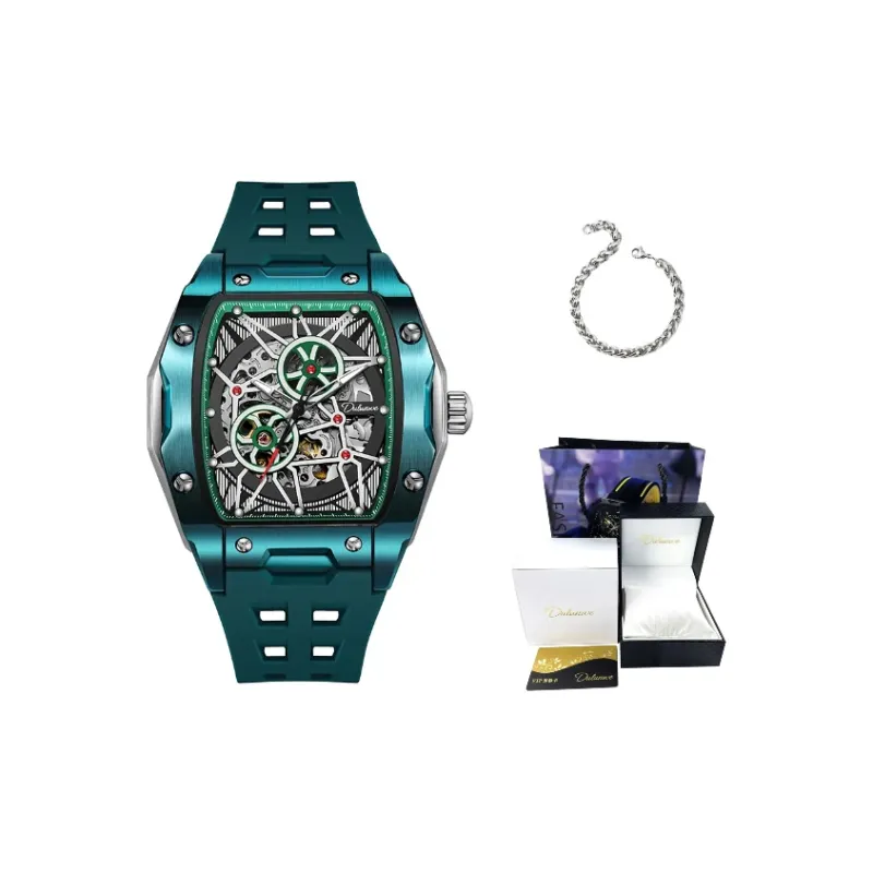 Dulunwe Linker Collection Automatic Mechanical Movement Rubber Strap Watch Men's Watches White Dial-0
