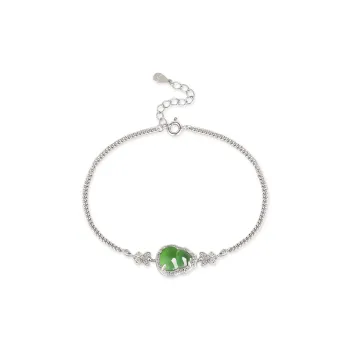Cuiya Golden Building Hetian Jade Bracelets Green Jade Women's