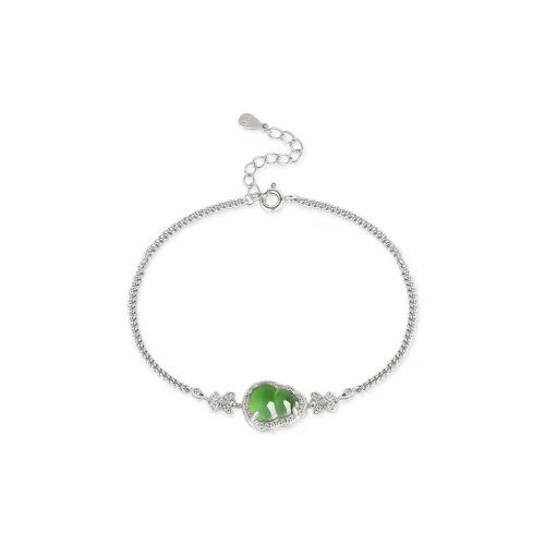 Cuiya Golden Building Hetian Jade Bracelets Green Jade Women's