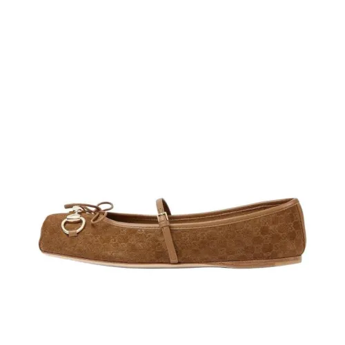 GUCCI Horsebit Casual Single Shoes Women's Brown