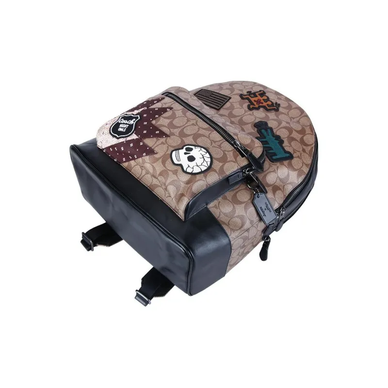 COACH X Keith Haring West Feature Coated Canvas With Refined Calfskin Backpack Men's Brown/Black Antique Nickel-2