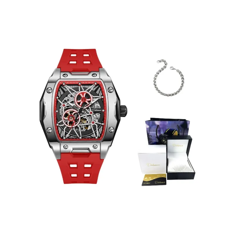 Dulunwe Linker Collection Automatic Mechanical Movement Rubber Strap Watch Men's Watches White Dial-9