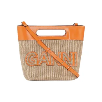 GANNI Polyurethane Shoulder Bag Crossbody Bag Handbag Small Size Women's Orange