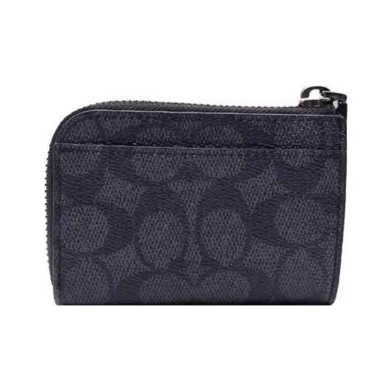 COACH SignatureCanvas Coated Canvas Key Pouch Mini Women's Charcoal-4