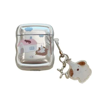 Kona Chun Compatibility With AirPods 1/2/3 TPU Cute House Cartoon Puppy Fully Enclosed Impact Resistant Headphone Cases